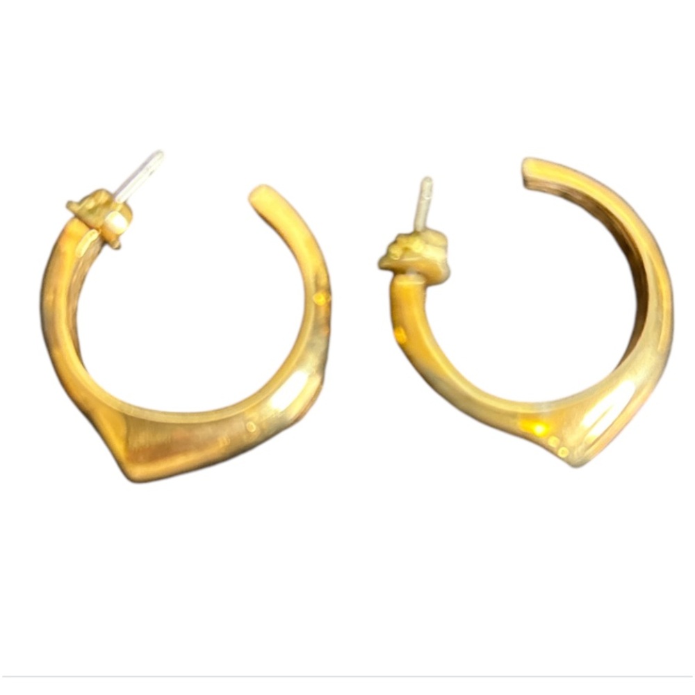 Vntage Avon Earrings V Dipped Hoop Pierced Gold tone geometric size 1"